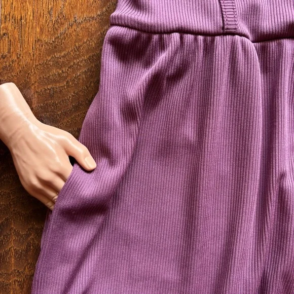 CIDER Purple Ribbed Wide Leg Jumpsuit - Picture 6 of 10